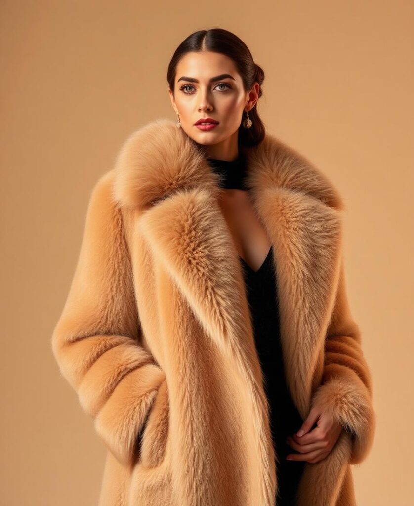Camel Statement Fur Coat