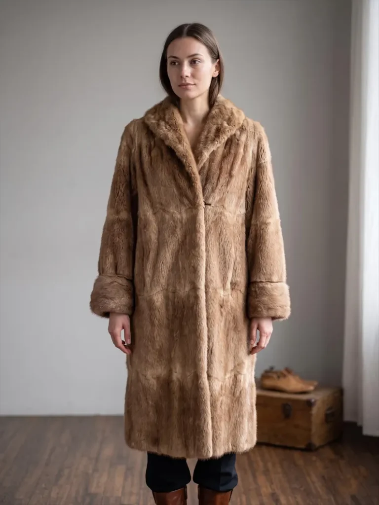 Vintage Brown Mink Fur Coat, Women's Luxury Overcoat, 80s 90s Classic Jacket